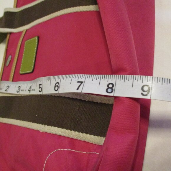 Coach Woman Large Pink Black Yellow Top Zip Pockets Shoulder Purse Bag - Picture 10 of 11